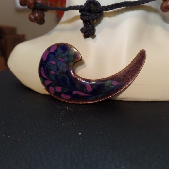 Copper Enamel Pin/Brooch Inga Carlson Signed Inga 1960s - Picture 7 of 12